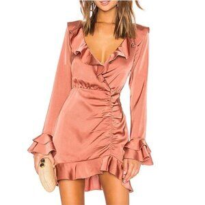 MAJORELLE Nelly Mini Dress Terracotta Brown Satin size Large